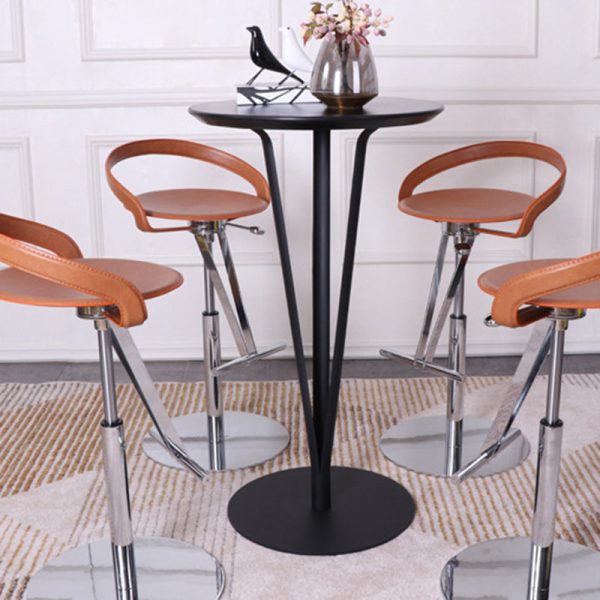 Modern Minimalist Round Iron Steel Plate Bar Table For Dining Room - Image 16