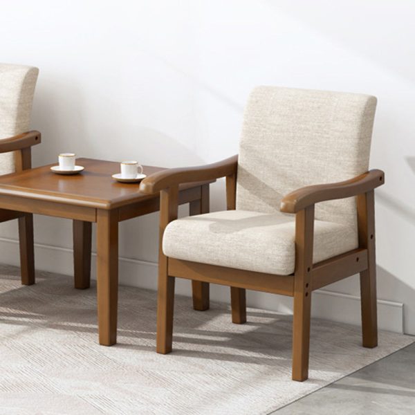 Modern Simplicity Rubber Wood Cotton And Linen Fabric Sponge Square Accent Chair & Table Set For Living Room - Image 21