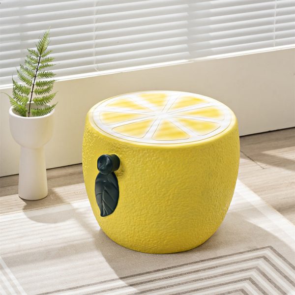 Modern Art Deco Lemon Leaf Round Plastic Chair Backless Armless For Bedroom - Image 9