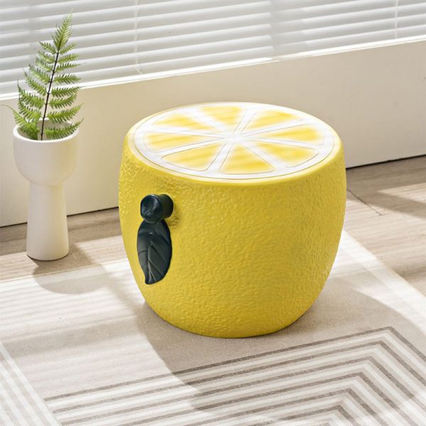 Modern Art Deco Lemon Leaf Round Plastic Chair Backless Armless For Bedroom - Image 12