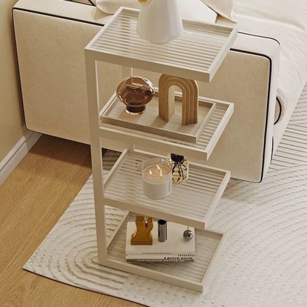 Modern Minimalist Rectangular Stripe Glass Iron Side Table 3/4 Tier For Living Room - Image 14