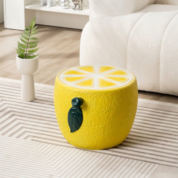 Modern Art Deco Lemon Leaf Round Plastic Chair Backless Armless For Bedroom - Image 2