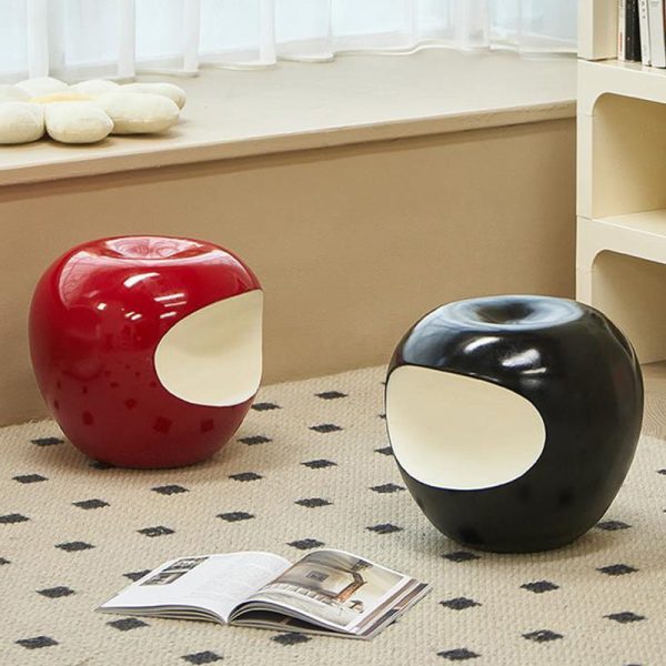 Modern Art Deco Apple Round Resin Chair Backless Armless For Bedroom - Image 3