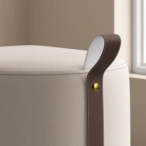 Modern Minimalist Cylinder Oval Microfiber Leather Solid Wood Vanity Stool Backless Armless For Bedroom - Image 5