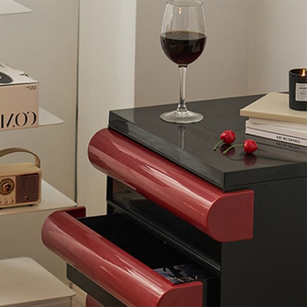 Contemporary Scandinavian Rectangular Cubic Rounded Handle ABS Nightstand 2/3/4 Drawer Movable For Bedroom - Image 12