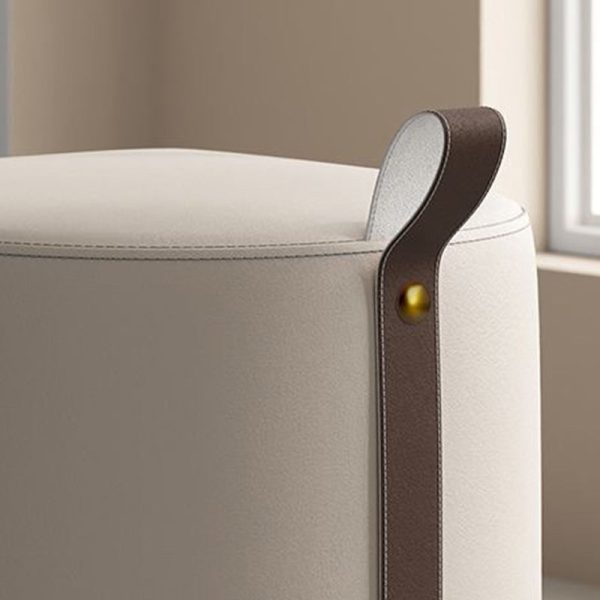 Modern Minimalist Cylinder Oval Microfiber Leather Solid Wood Vanity Stool Backless Armless For Bedroom - Image 6