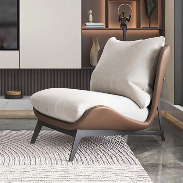 Contemporary Scandinavian Leather Velvet Cotton Latex Carbon Steel Square Accent Chair Backrest Footrest For Living Room - Image 20