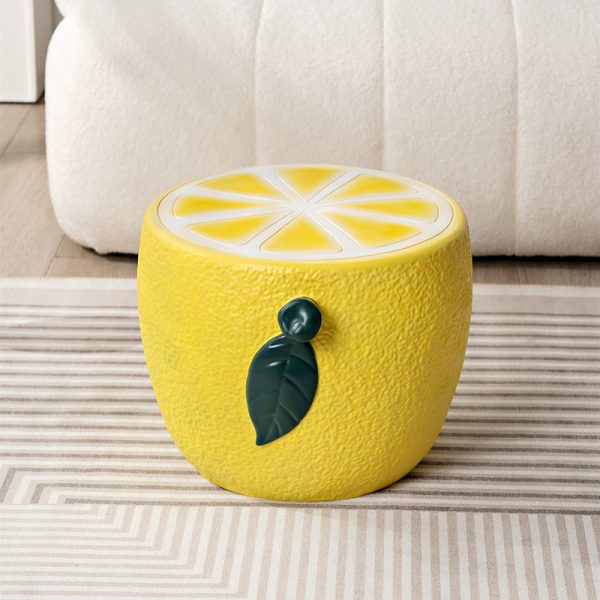 Modern Art Deco Lemon Leaf Round Plastic Chair Backless Armless For Bedroom - Image 3