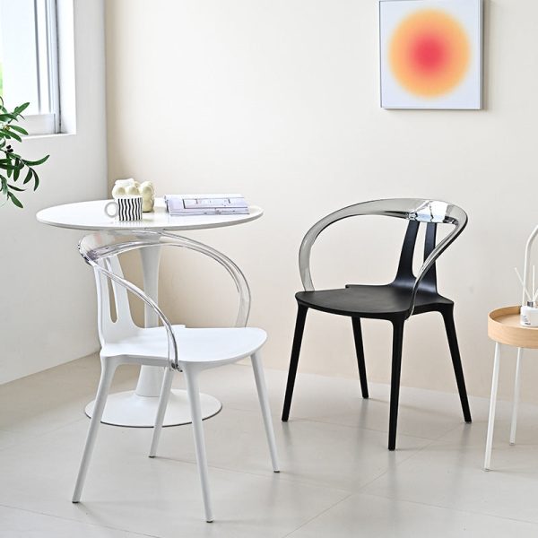 Modern Minimalist Curve Frame Plastic Dining Chair Backrest Armrest For Dining Room - Image 10