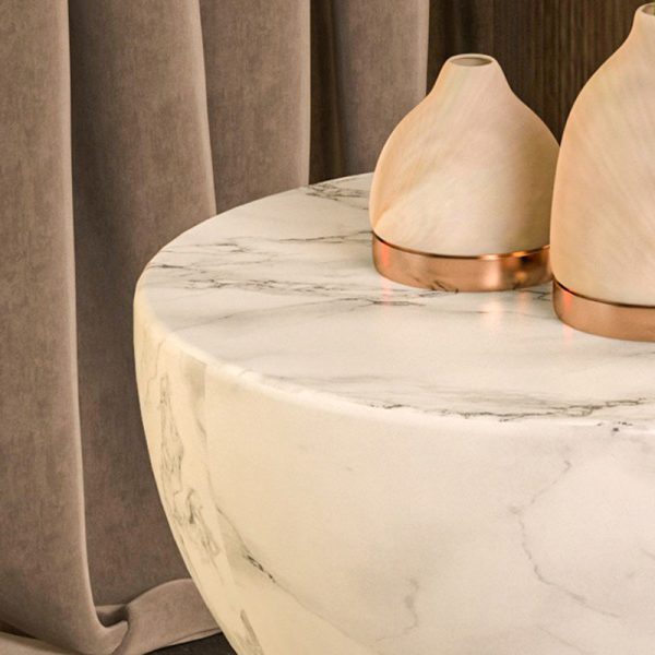 Modern Minimalist Round Marble Grain Magnesium Oxide End Table For Living Room - Image 7