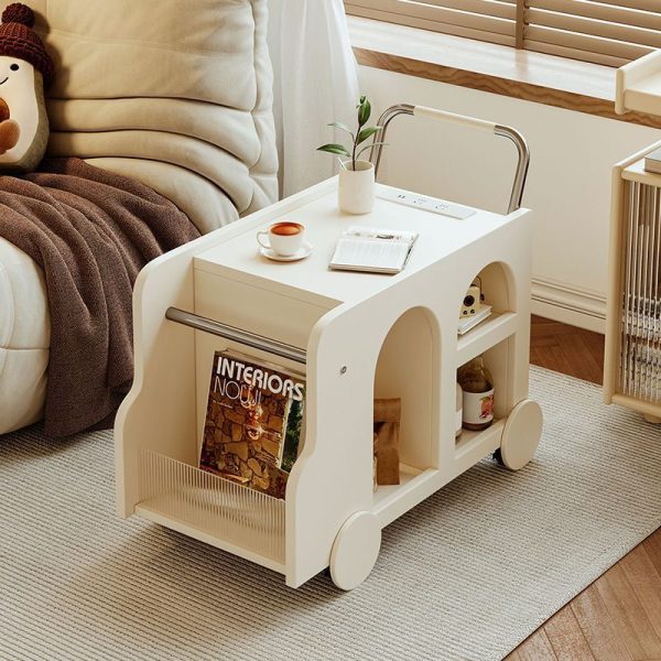 Contemporary Nordic Rectangular Trolley Plate Metal Acrylic Side Table 4-Storage For Living Room - Image 2