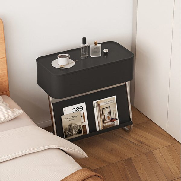 Modern Minimalist Rectangular Stainless Steel Carbon Steel Nightstand 1-Cabinet Swivel For Bedside - Image 25