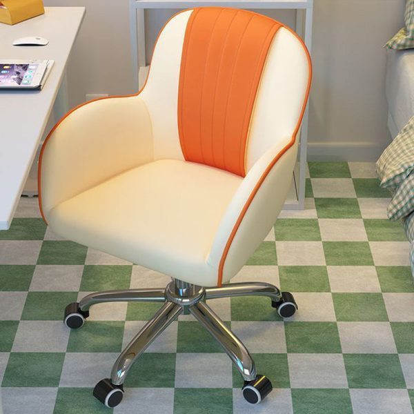 Contemporary Scandinavian Curve Square PU Leather Steel Nylon Desk Chair Backrest Arm For Home Office - Image 13