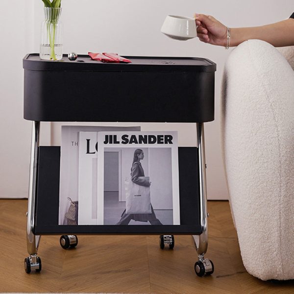 Contemporary Simplicity Rectangular Stainless Steel Side Table 1-Drawer For Living Room - Image 5
