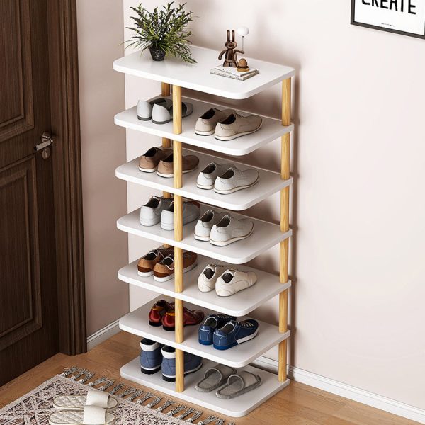 Modern Minimalist Rectangular Cylinder PVC Wood Shoe Storage 6/7 Tier For Entryways - Image 12