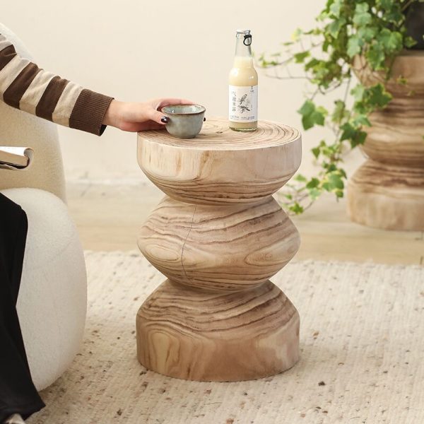 Traditional Vintage Round Column Wood End Table For Bedside - Image 33