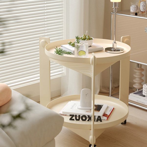 Contemporary Creative Removable Round Acrylic Plastic End Table 2-Tier For Living Room - Image 14