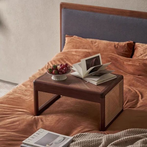 Traditional Japanese Rectangular Solid Wood Stainless Steel End Table 1-Tier For Living Room - Image 14