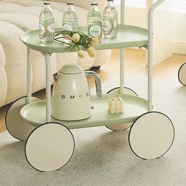 Modern Minimalist Round Rectangle Acrylic Metal End Table 2-Tier For Living Room - Image 2