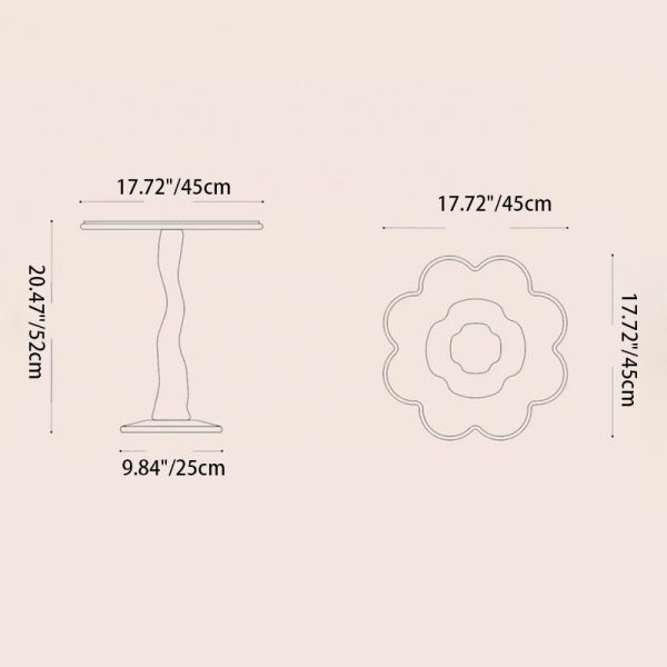 Contemporary Scandinavian Petal Flower Glass Stainless Steel End Table 1-Tier For Living Room - Image 4