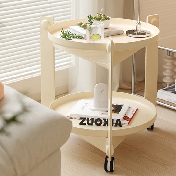 Contemporary Creative Removable Round Acrylic Plastic End Table 2-Tier For Living Room - Image 12