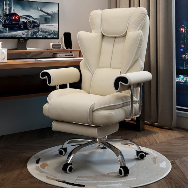Modern Minimalist Square Microfiber Nano Leather Steel Desk Chair Backrest Arm For Home Office - Image 15