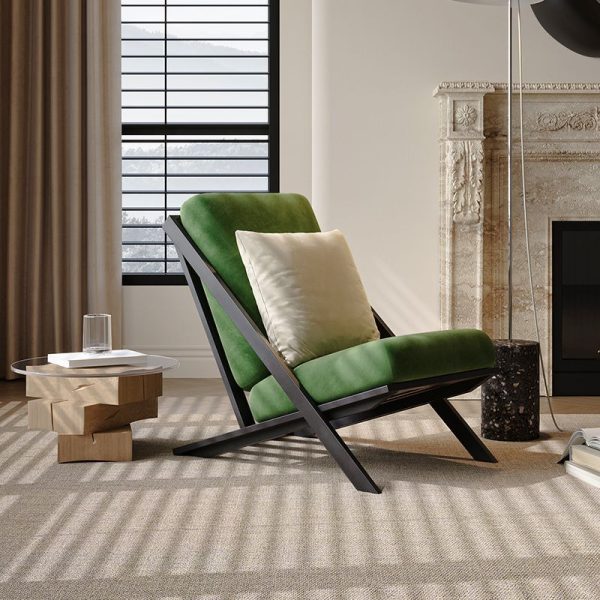 Contemporary Scandinavian Square Velvet Sponge Carbon Steel Recliner Backrest For Living Room - Image 2