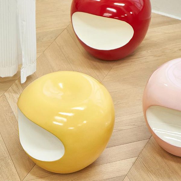 Modern Art Deco Apple Round Resin Chair Backless Armless For Bedroom - Image 9