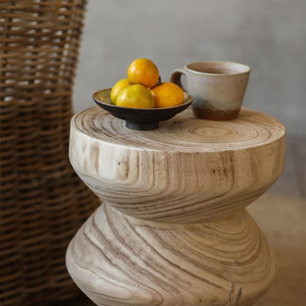 Traditional Vintage Round Column Wood End Table For Bedside - Image 13