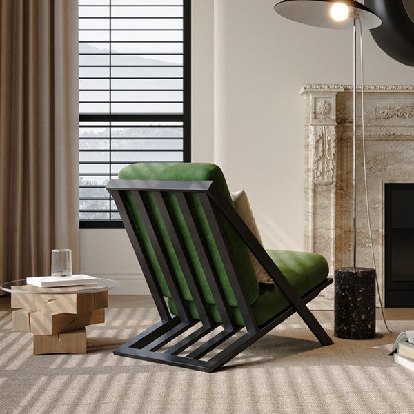 Contemporary Scandinavian Square Velvet Sponge Carbon Steel Recliner Backrest For Living Room - Image 9