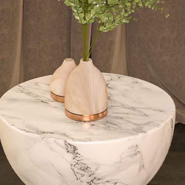 Modern Minimalist Round Marble Grain Magnesium Oxide End Table For Living Room - Image 8