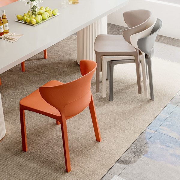 Contemporary Scandinavian PP Plastic Velvet Square Ergonomivally Design Stackable Dining Chair Backrest For Dining Room - Image 2