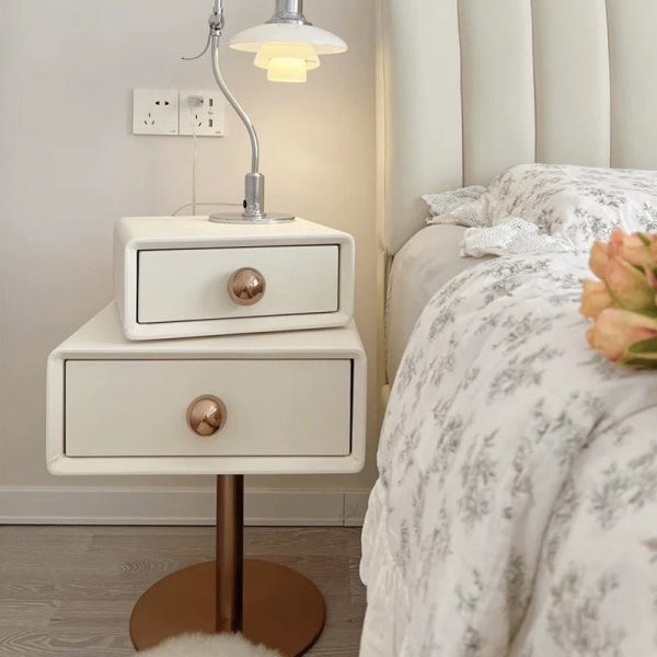 Contemporary Creative Orb Square Rotatable Stackable Wood Steel Nightstand 2-Drawer For Bedroom - Image 2