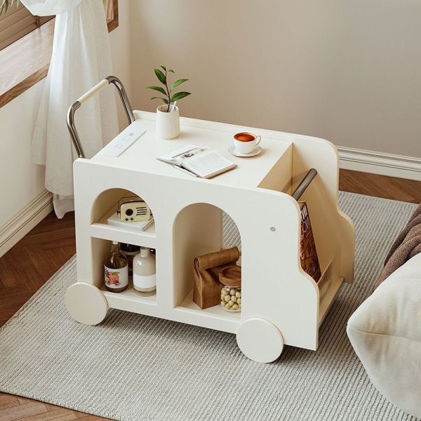 Contemporary Nordic Rectangular Trolley Plate Metal Acrylic Side Table 4-Storage For Living Room - Image 13