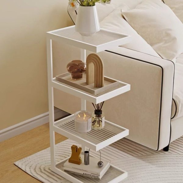 Modern Minimalist Rectangular Stripe Glass Iron Side Table 3/4 Tier For Living Room - Image 13