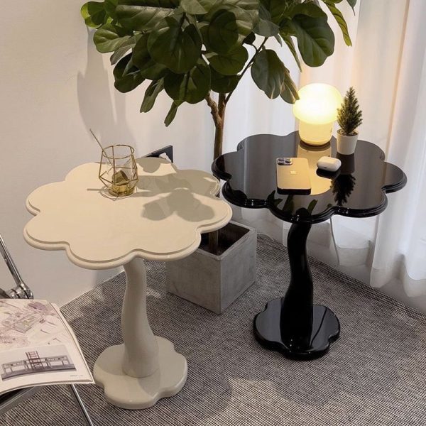 Contemporary Scandinavian Petal Flower Glass Stainless Steel End Table 1-Tier For Living Room - Image 13