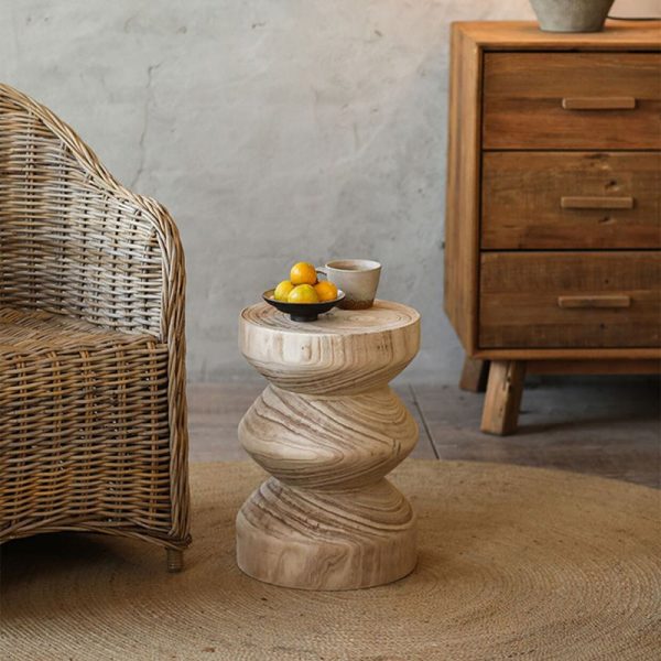 Traditional Vintage Round Column Wood End Table For Bedside - Image 28