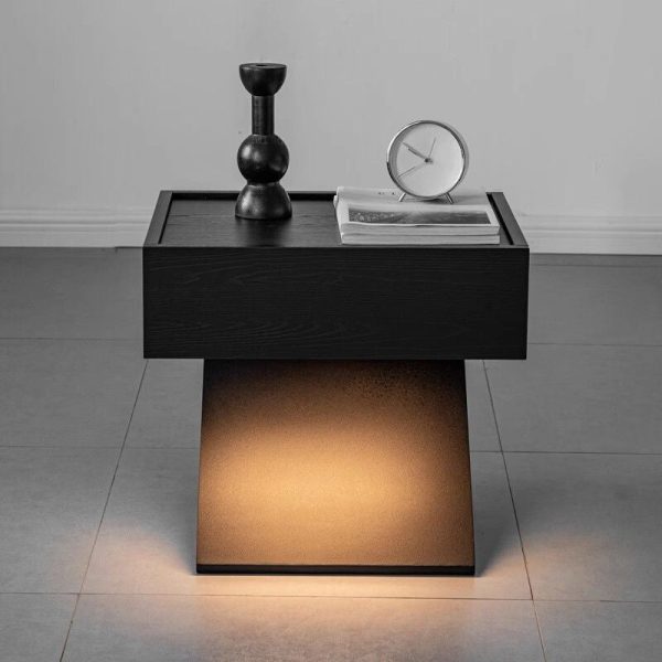 Modern Minimalist Rectangular Suspended Solid Wood Nightstand 1-Tier For Bedroom - Image 2