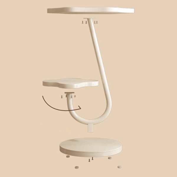 Modern Minimalist Floral Round Solid Wood Stainless Steel End Table 2-Tier For Living Room - Image 12