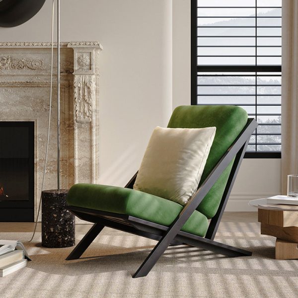 Contemporary Scandinavian Square Velvet Sponge Carbon Steel Recliner Backrest For Living Room - Image 15