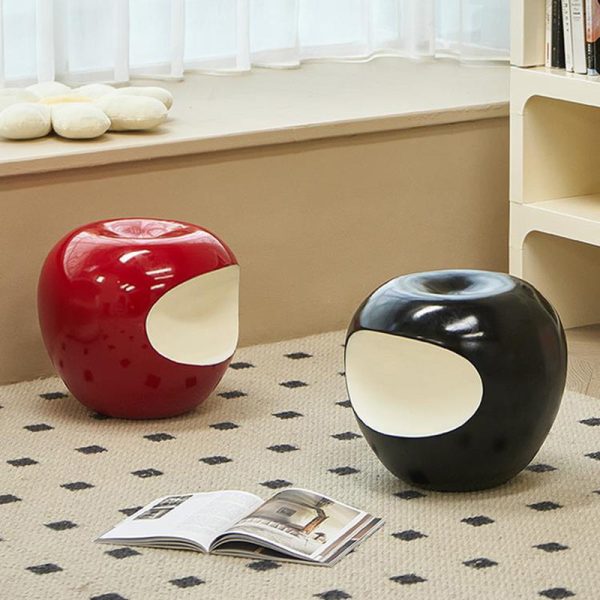 Modern Art Deco Apple Round Resin Chair Backless Armless For Bedroom - Image 8