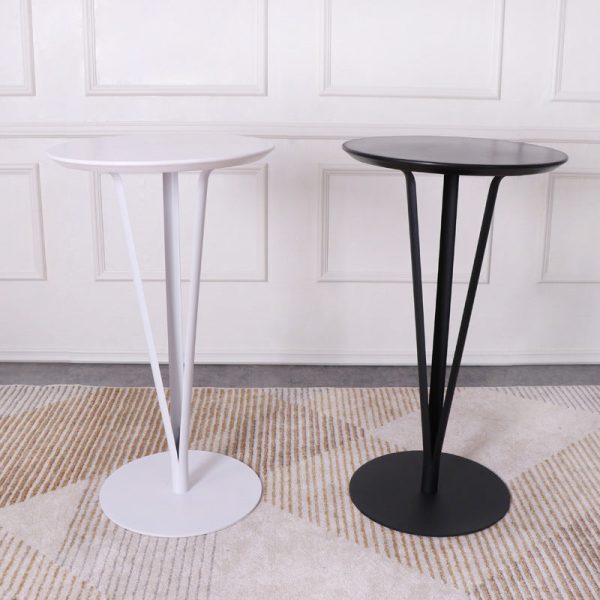 Modern Minimalist Round Iron Steel Plate Bar Table For Dining Room - Image 3