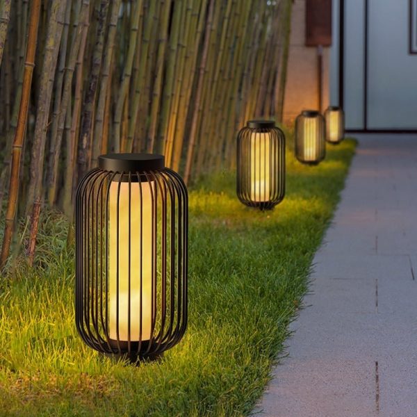 Floor Standing Stainless Steel Brown Modern Caged Outdoor Lanterns - Image 5