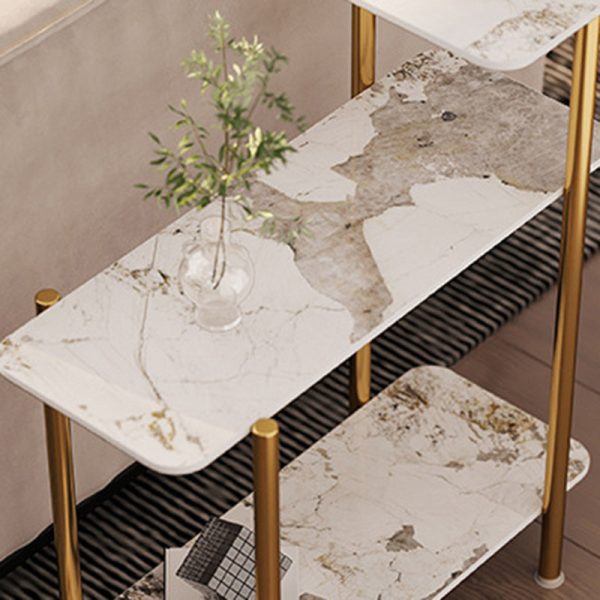Contemporary Scandinavian Rectangle Rock Panel Steel Side Table 3-Tier For Living Room - Image 6