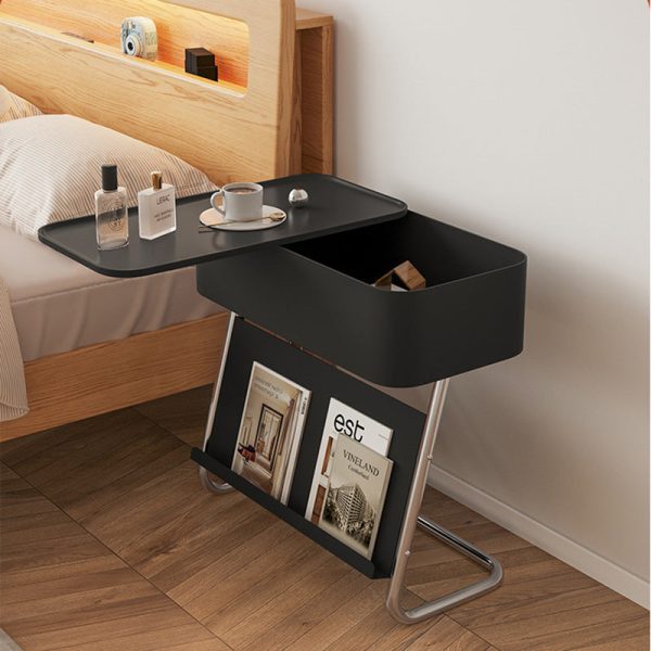 Modern Minimalist Rectangular Stainless Steel Carbon Steel Nightstand 1-Cabinet Swivel For Bedside - Image 10