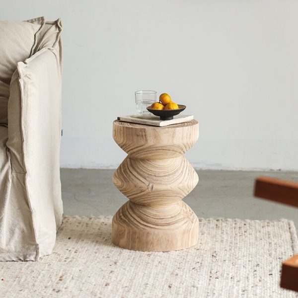 Traditional Vintage Round Column Wood End Table For Bedside - Image 27