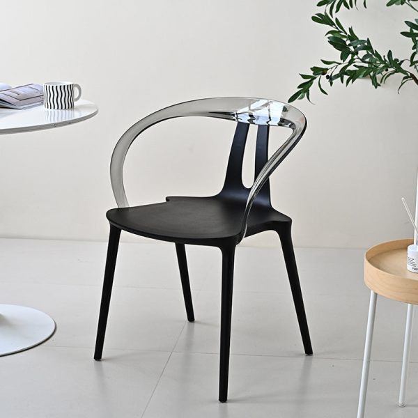Modern Minimalist Curve Frame Plastic Dining Chair Backrest Armrest For Dining Room - Image 12