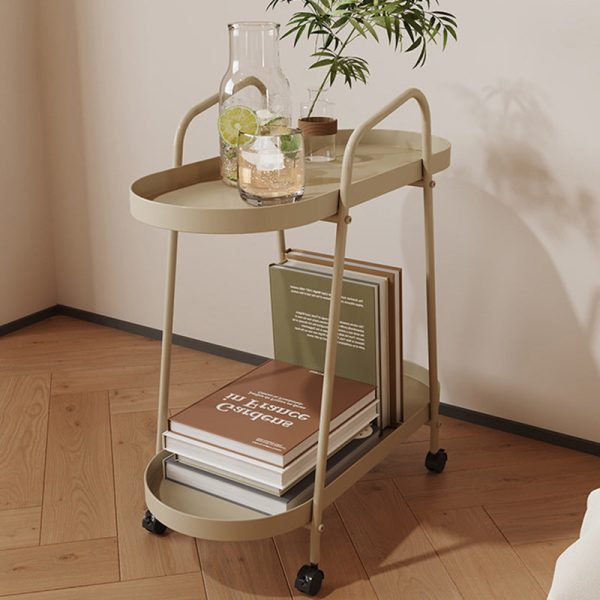 Modern Minimalist Long Oval Iron Removable End Table 2-Tier For Living Room - Image 3