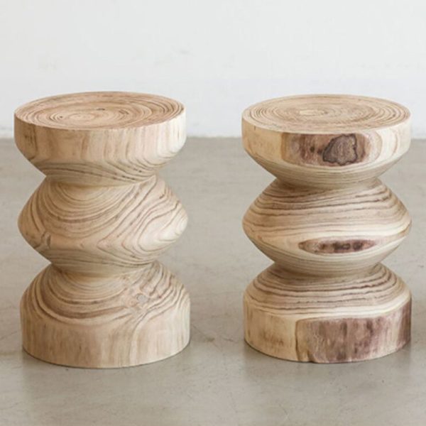 Traditional Vintage Round Column Wood End Table For Bedside - Image 15