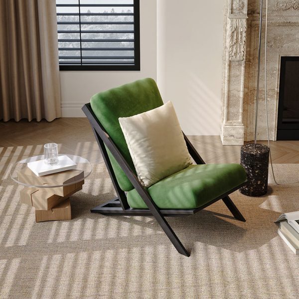 Contemporary Scandinavian Square Velvet Sponge Carbon Steel Recliner Backrest For Living Room - Image 12